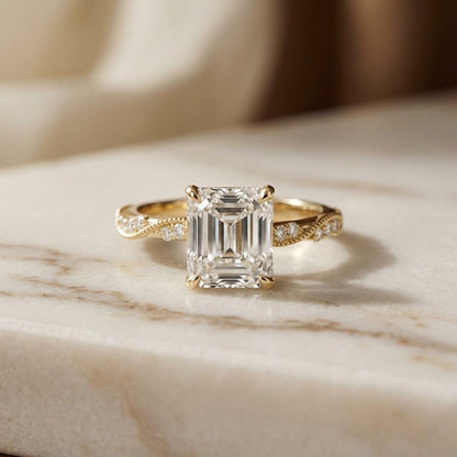 2.99Ct Moissanite Asscher Cut Pave Twist Ring
