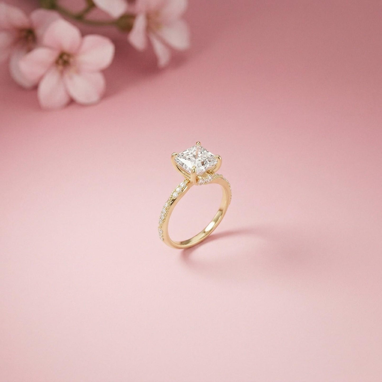 2.99Ct Moissanite Asscher Cut Pave Twist Ring