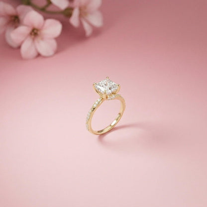 2.99Ct Moissanite Asscher Cut Pave Twist Ring