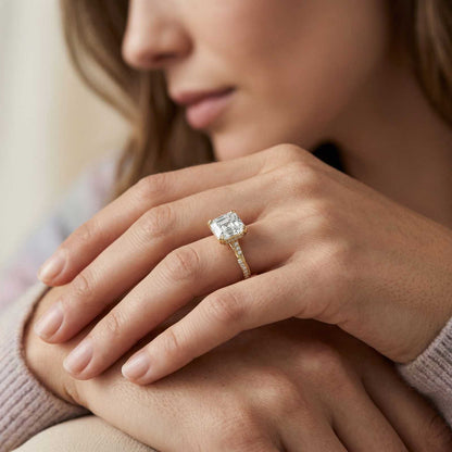 2.99Ct Moissanite Asscher Cut Pave Twist Ring