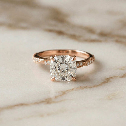 3.08Ct Moissanite Cushion Cut Pave Twist Ring