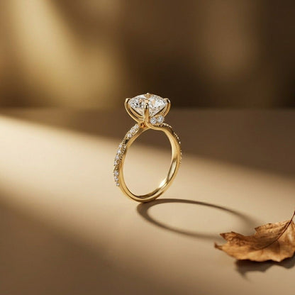 3.08Ct Moissanite Cushion Cut Pave Twist Ring