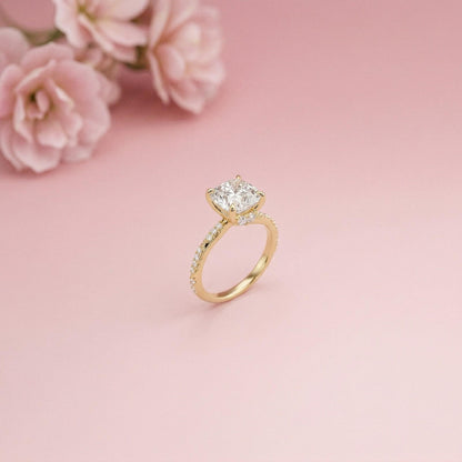 3.08Ct Moissanite Cushion Cut Pave Twist Ring