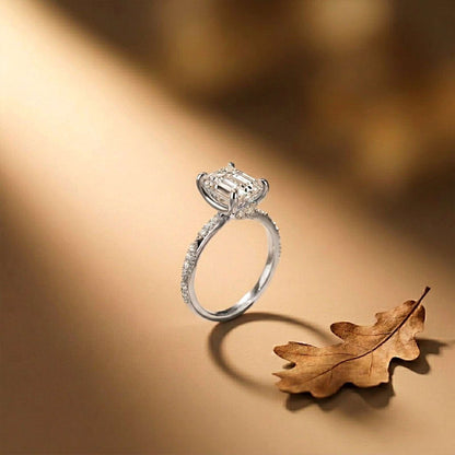 2.95Ct Moissanite Emerald Cut Pave Twist Ring