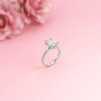 2.95Ct Moissanite Emerald Cut Pave Twist Ring