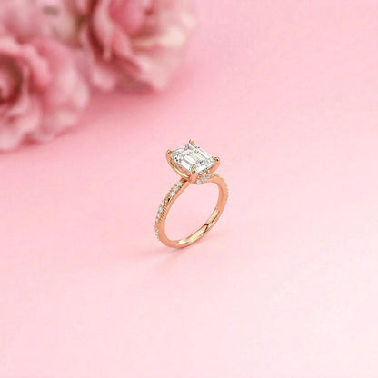 2.95Ct Moissanite Emerald Cut Pave Twist Ring
