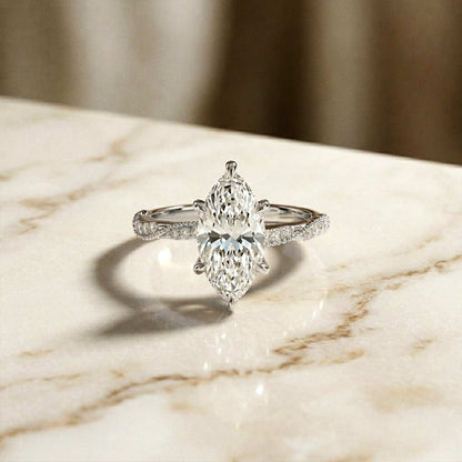 2.53Ct Moissanite Solitaire Pave Twist Ring