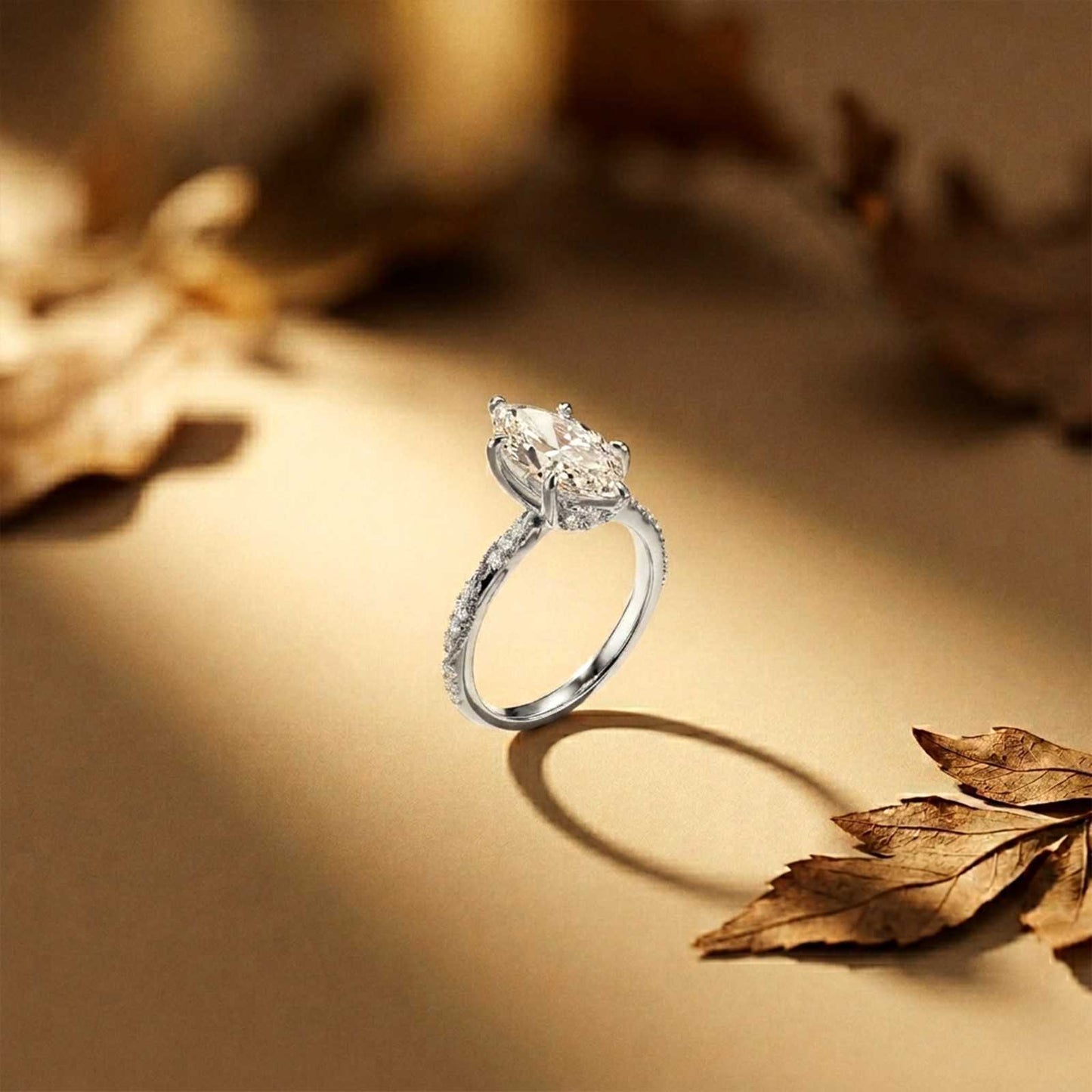 2.53Ct Moissanite Solitaire Pave Twist Ring