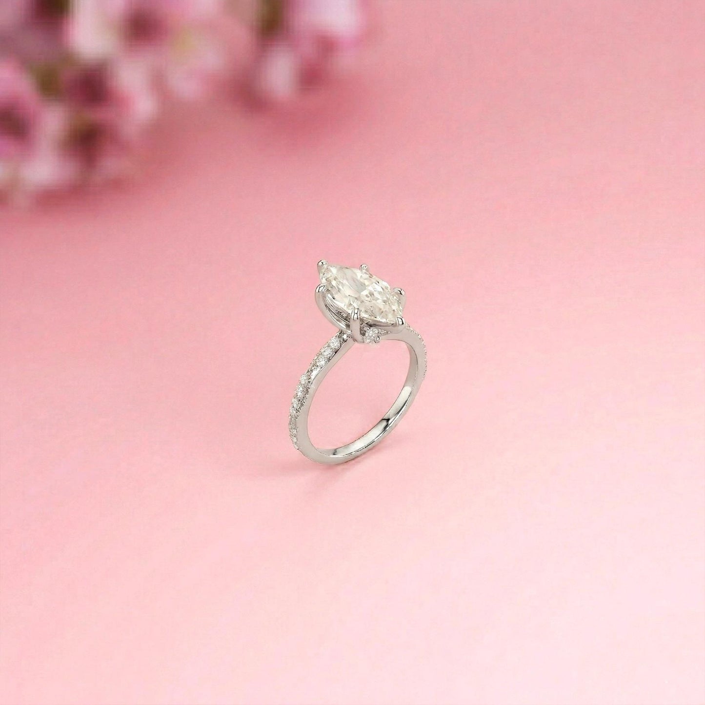 2.53Ct Moissanite Solitaire Pave Twist Ring