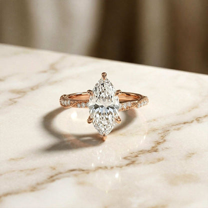 2.53Ct Moissanite Solitaire Pave Twist Ring