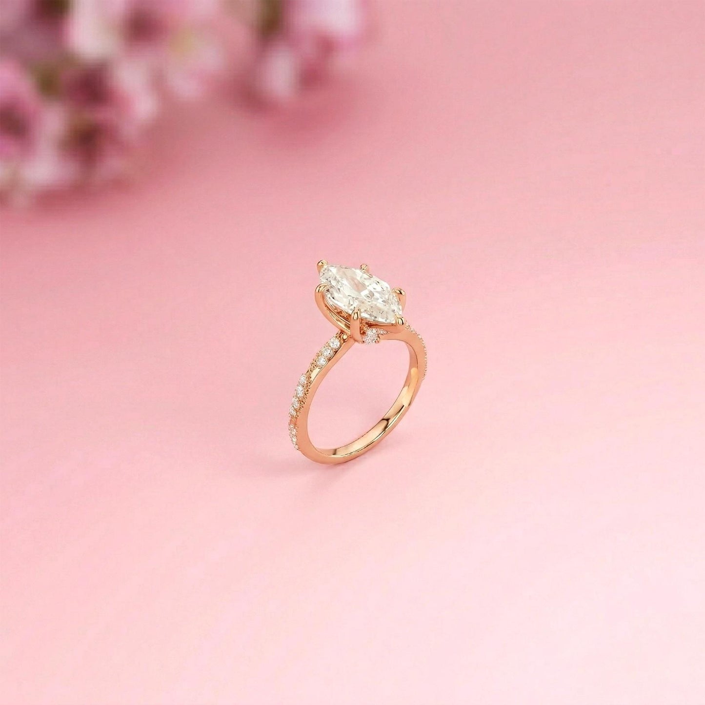 2.53Ct Moissanite Solitaire Pave Twist Ring