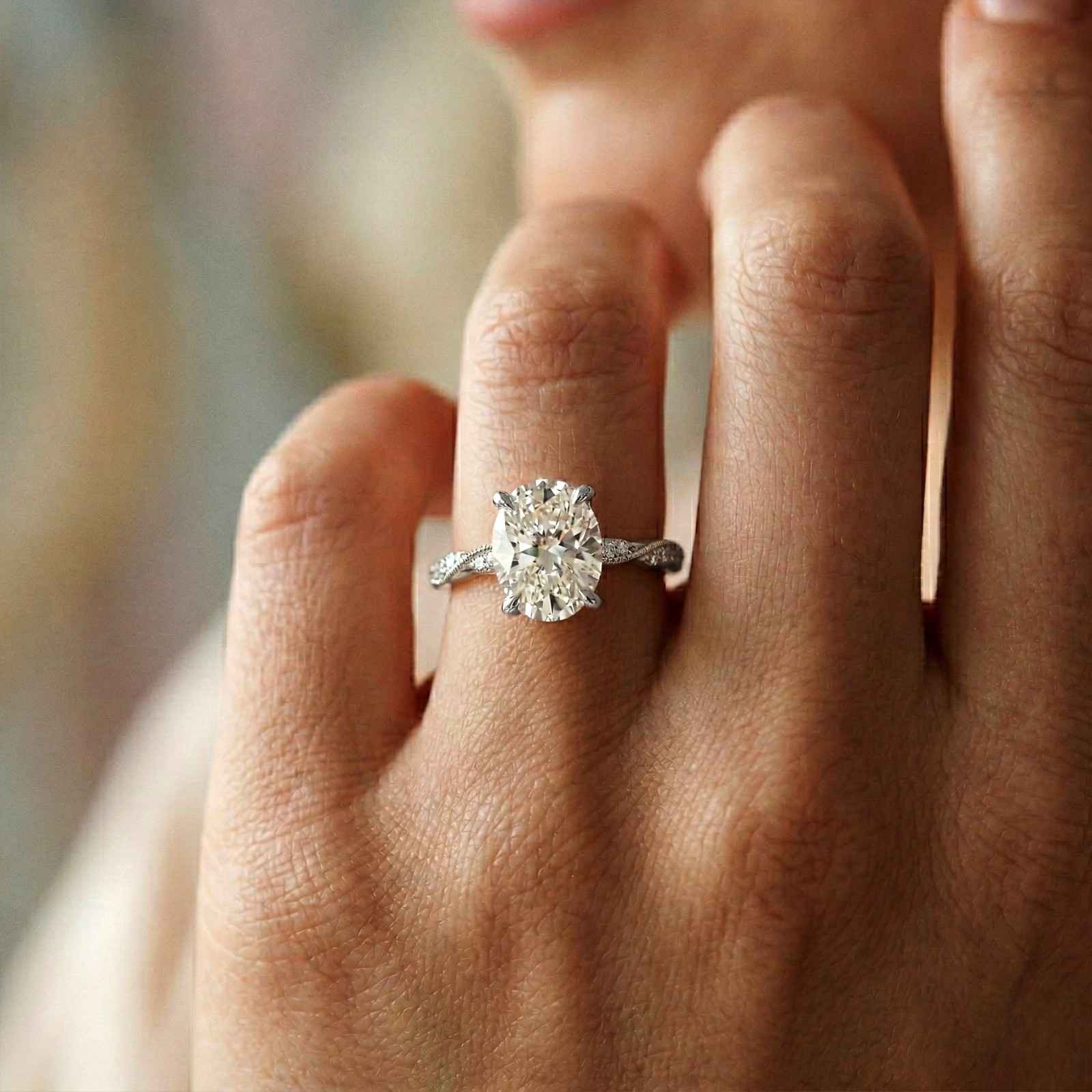 2.75Ct Moissanite Oval Solitaire Pavé Ring