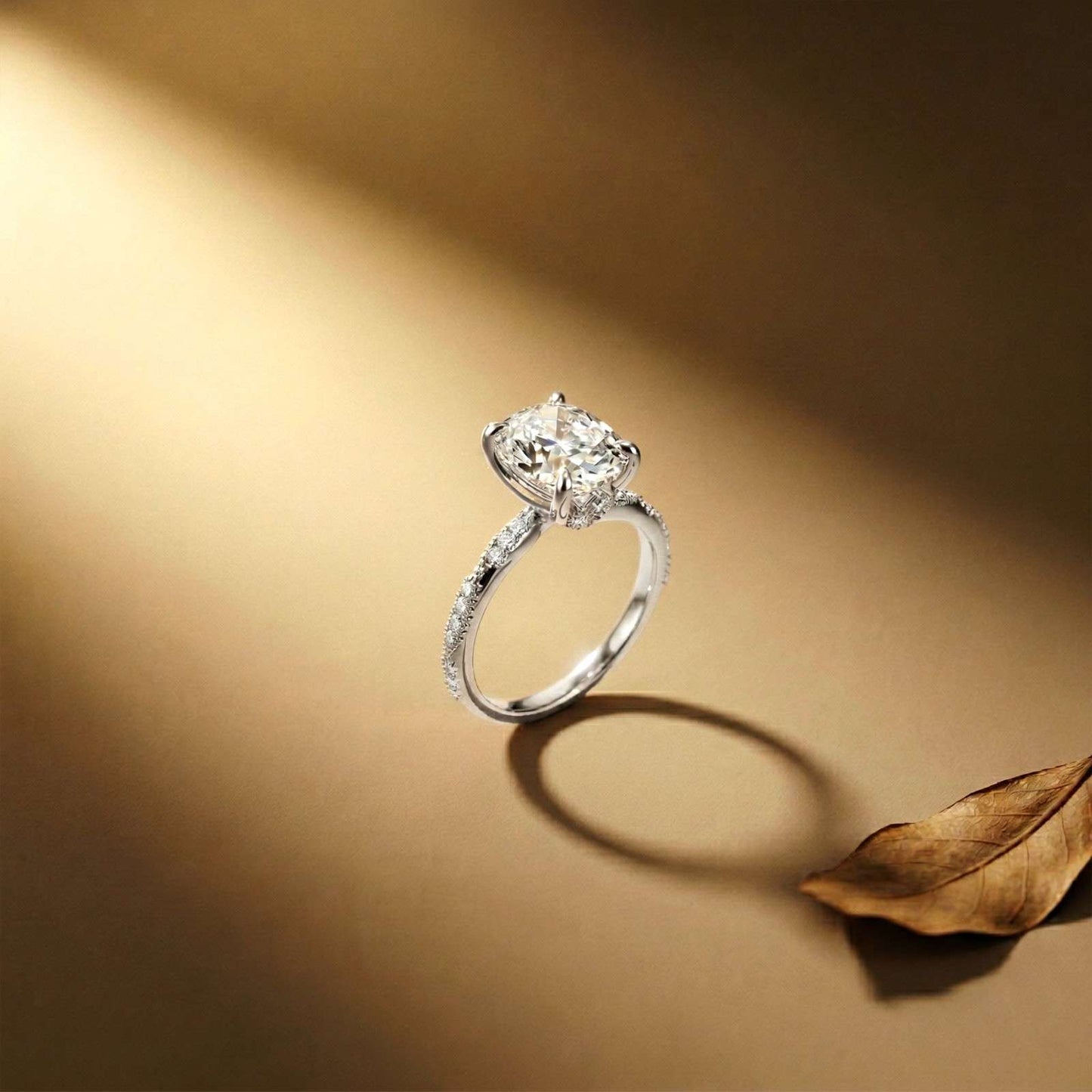 2.75Ct Moissanite Oval Solitaire Pavé Ring