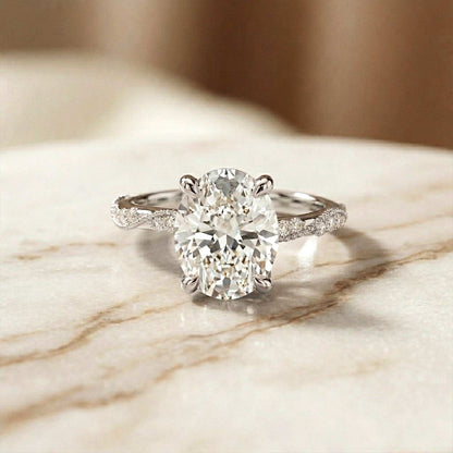 2.75Ct Moissanite Oval Solitaire Pavé Ring