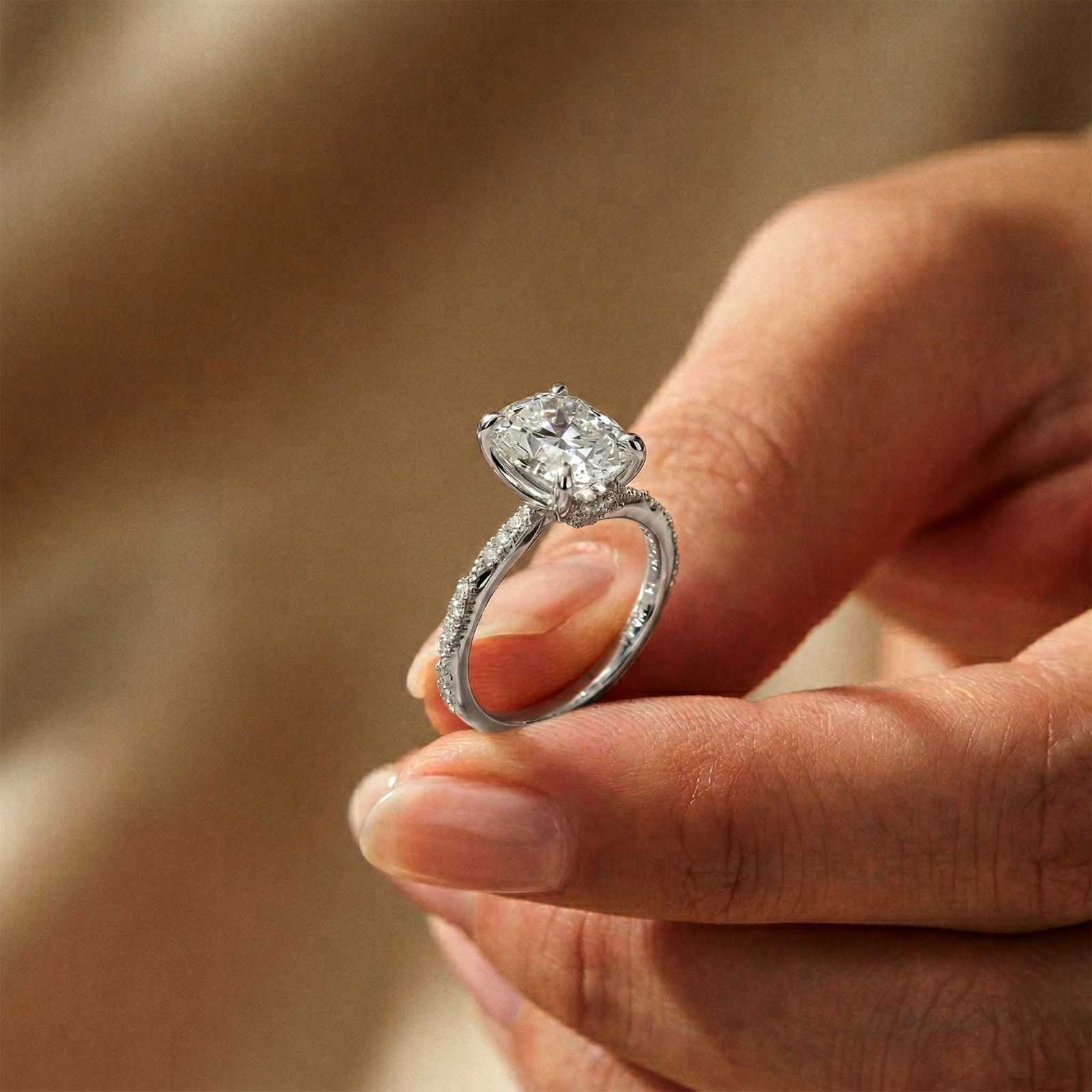 2.75Ct Moissanite Oval Solitaire Pavé Ring