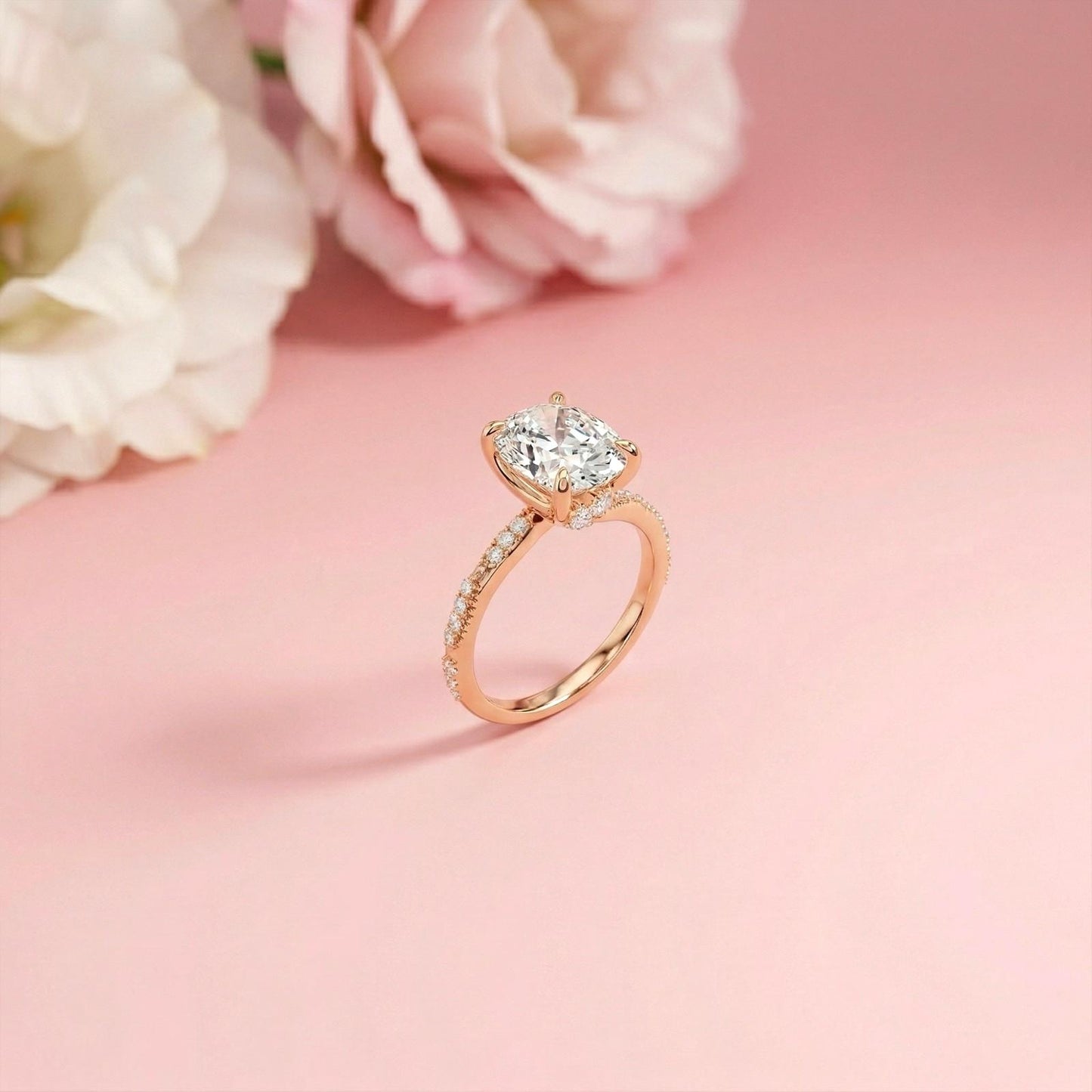 2.75Ct Moissanite Oval Solitaire Pavé Ring