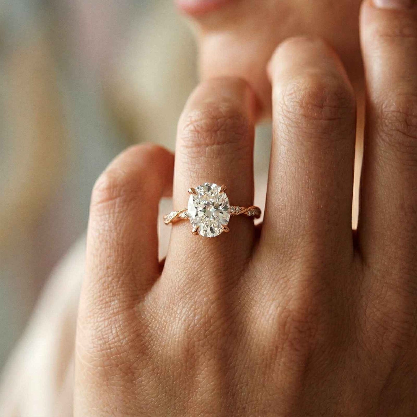 2.75Ct Moissanite Oval Solitaire Pavé Ring