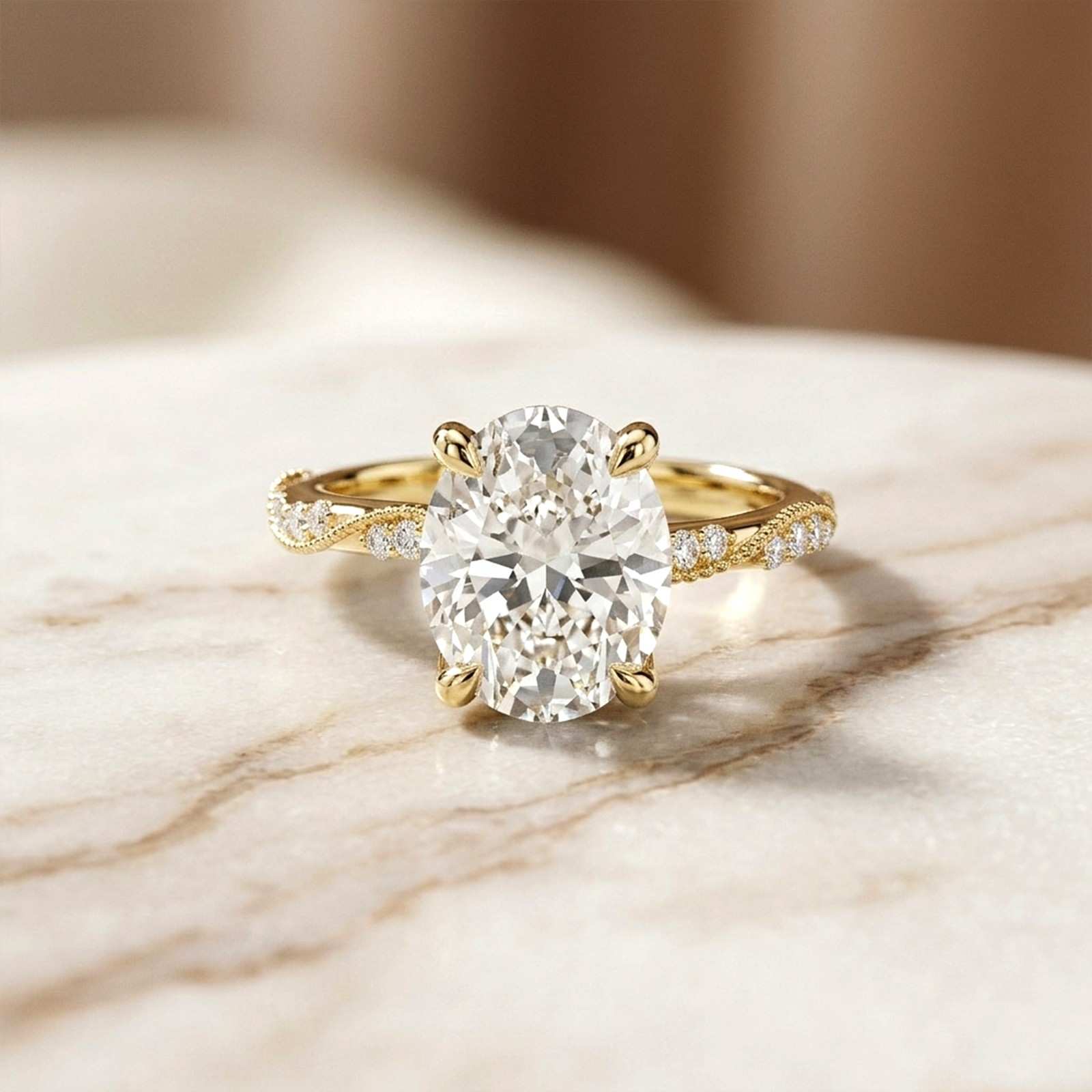 2.75Ct Moissanite Oval Solitaire Pavé Ring