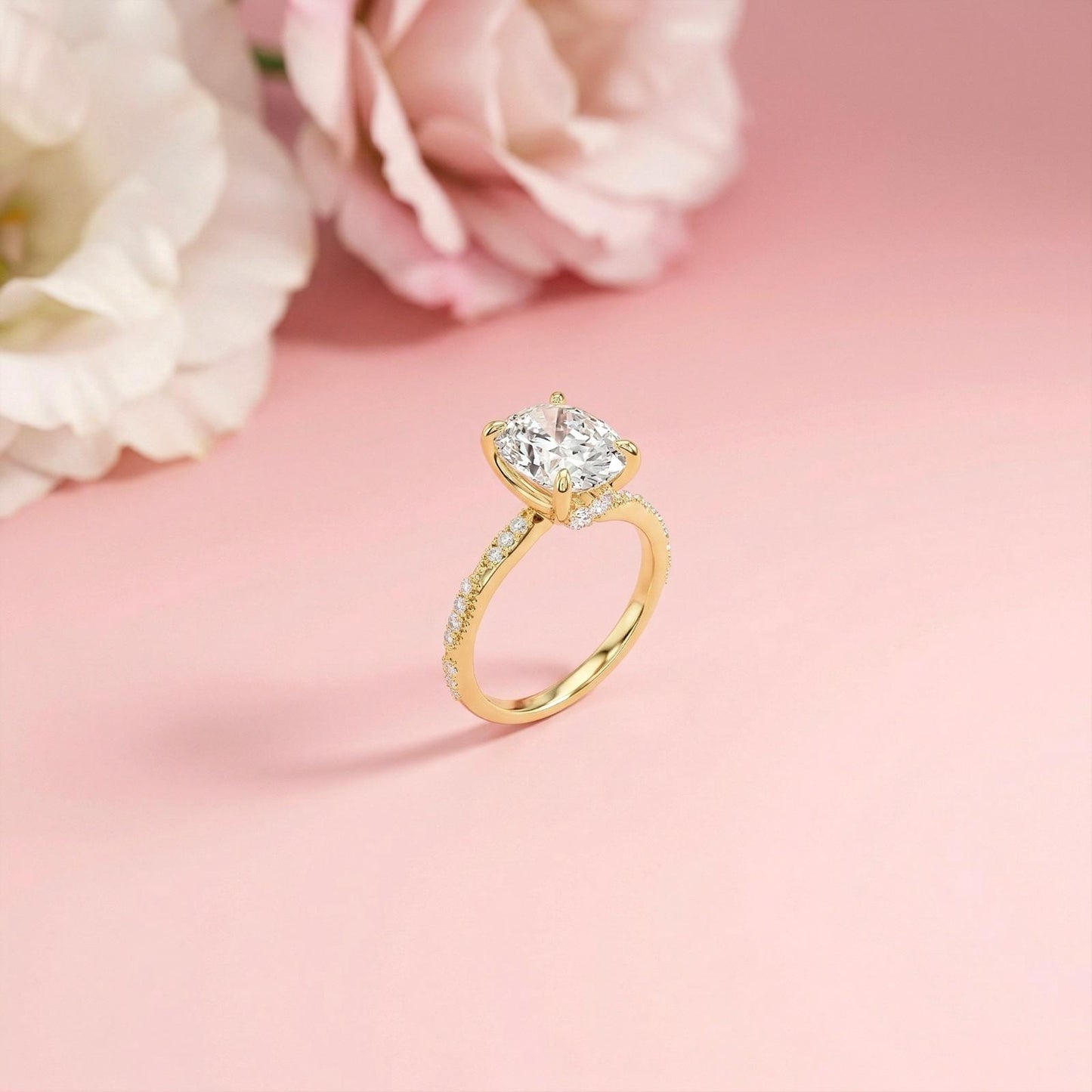 2.75Ct Moissanite Oval Solitaire Pavé Ring