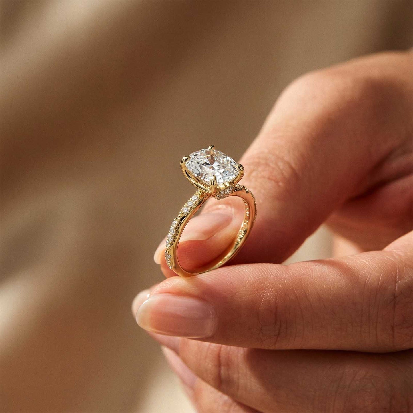 2.75Ct Moissanite Oval Solitaire Pavé Ring