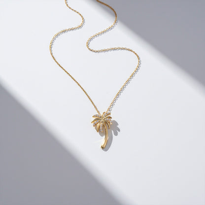 Golden Moissanite Palm Tree Pendant