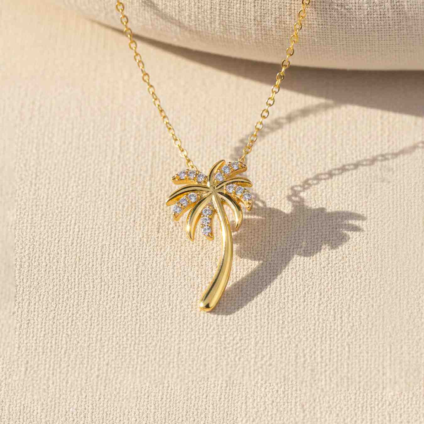 Golden Moissanite Palm Tree Pendant