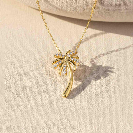 Golden Moissanite Palm Tree Pendant