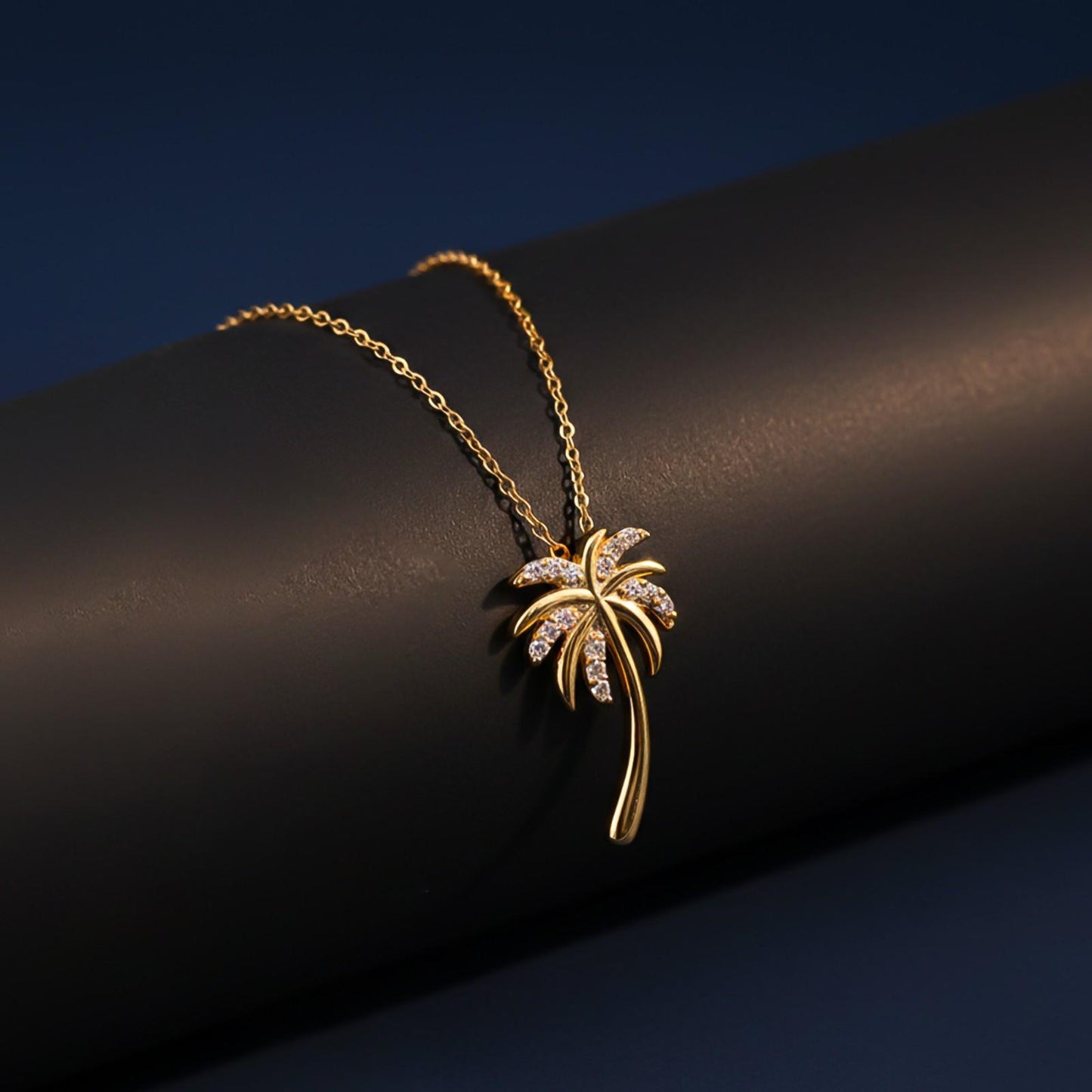 Golden Moissanite Palm Tree Pendant