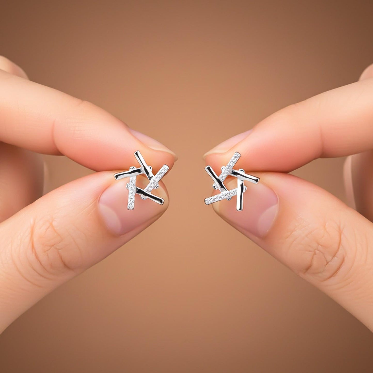 0.10Ct Moissanite Hollow Star Stud Earrings