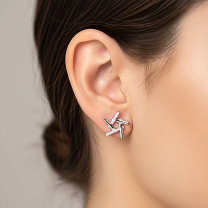 0.10Ct Moissanite Hollow Star Stud Earrings