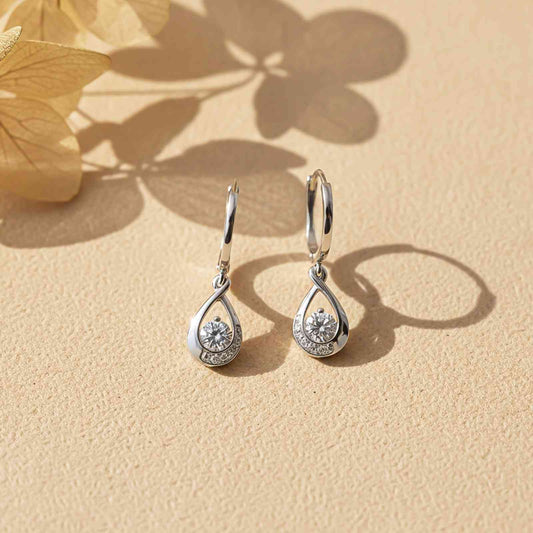 0.25Ct Moissanite Hollow Waterdrop Earrings