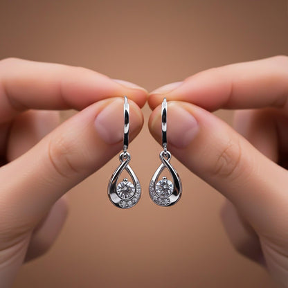 0.25Ct Moissanite Hollow Waterdrop Earrings