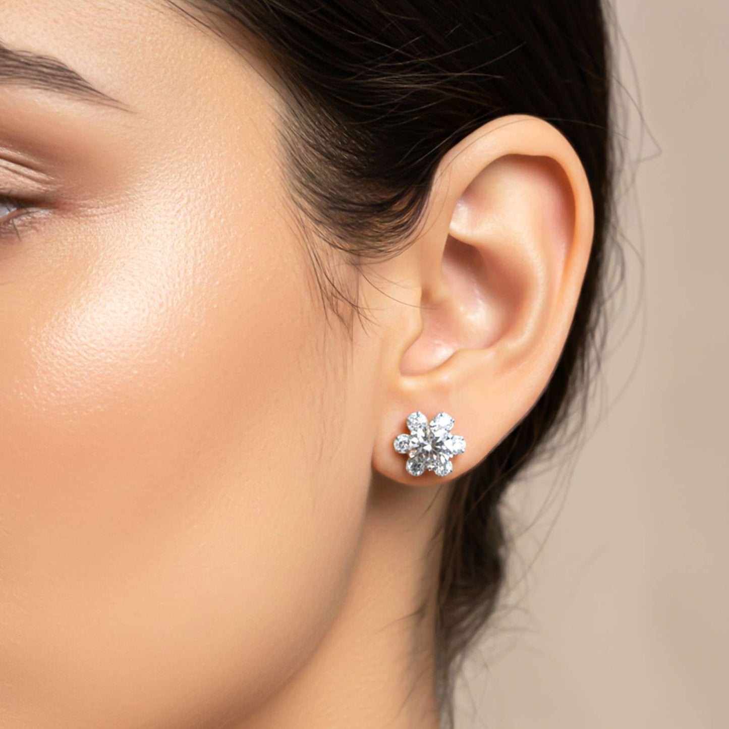 2.75Ct Moissanite Mini Flower Stud Earrings