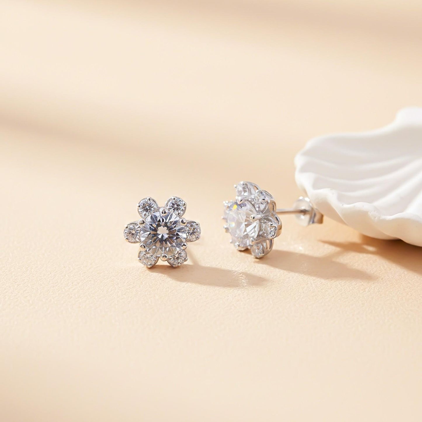 2.75Ct Moissanite Mini Flower Stud Earrings