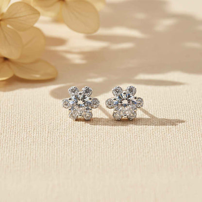 2.75Ct Moissanite Mini Flower Stud Earrings