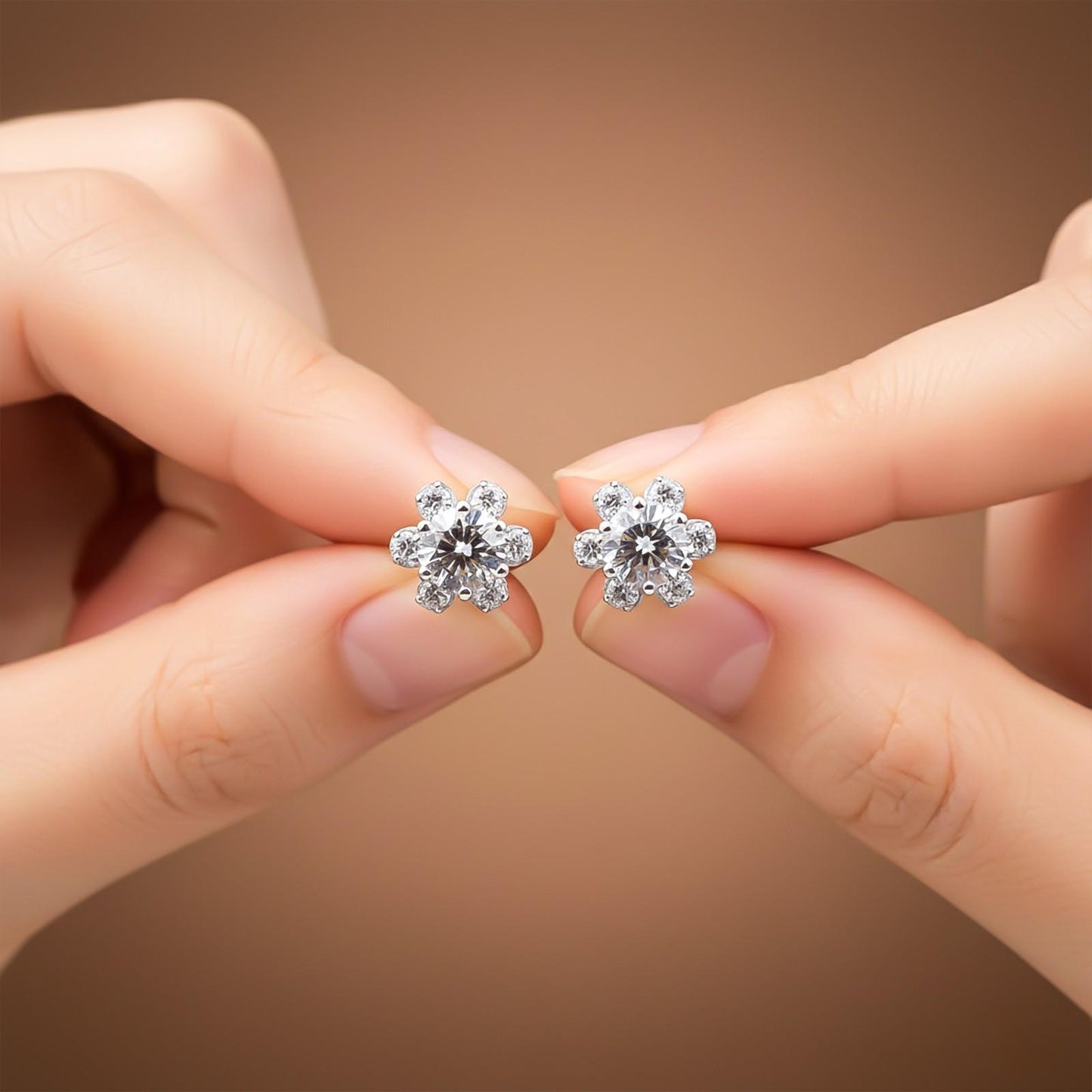 2.75Ct Moissanite Mini Flower Stud Earrings