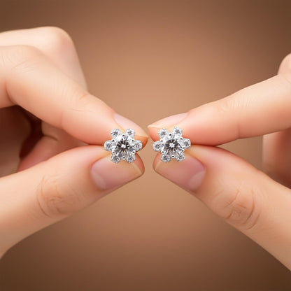 2.75Ct Moissanite Mini Flower Stud Earrings