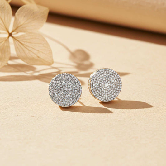 Golden Moissanite Bold Hip-Hop Stud Earrings