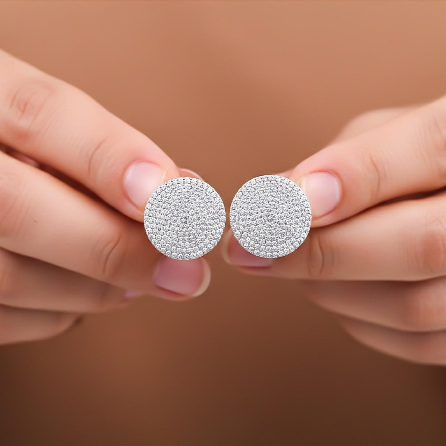 Golden Moissanite Bold Hip-Hop Stud Earrings