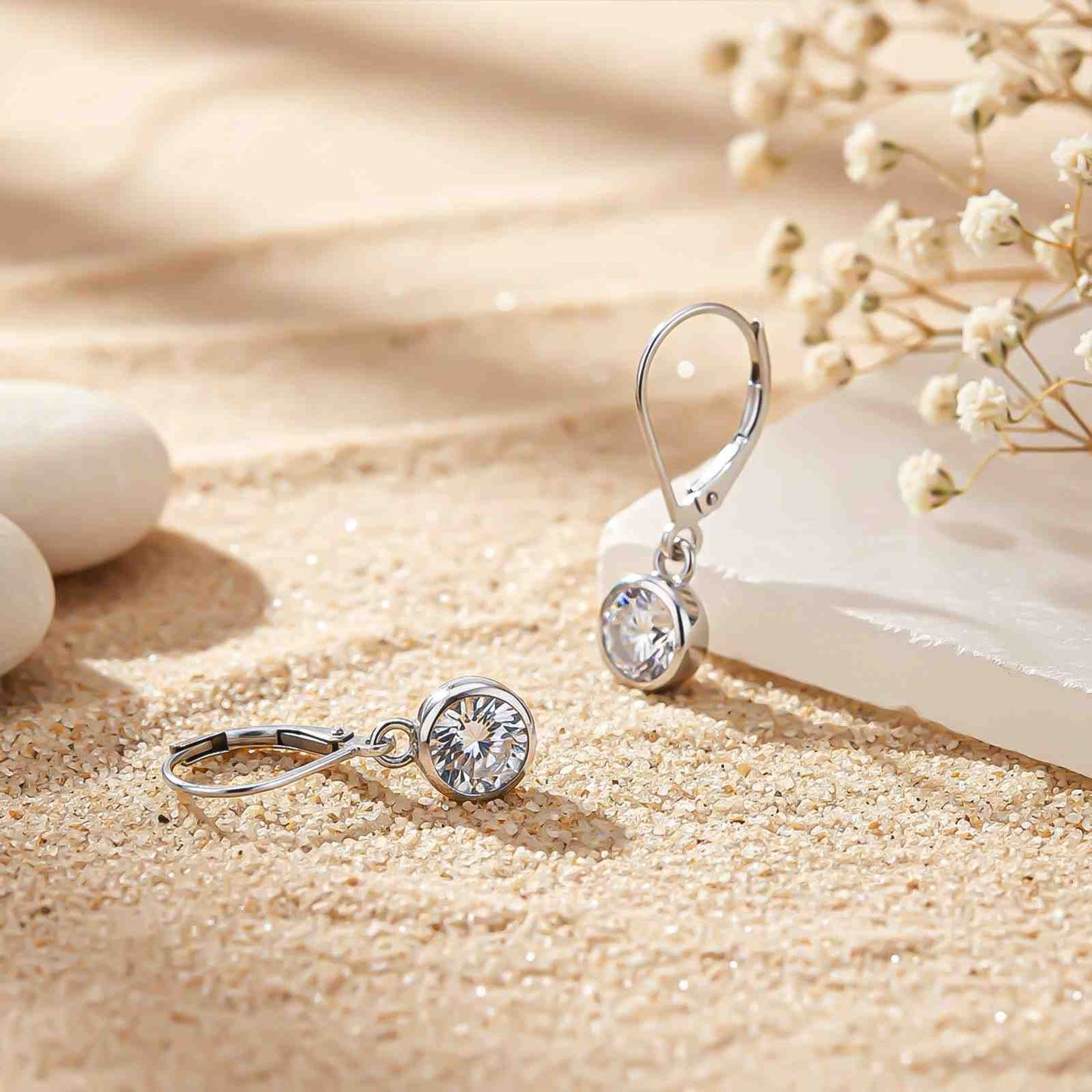 1.50Ct Moissanite Bezel Set Drop Earrings