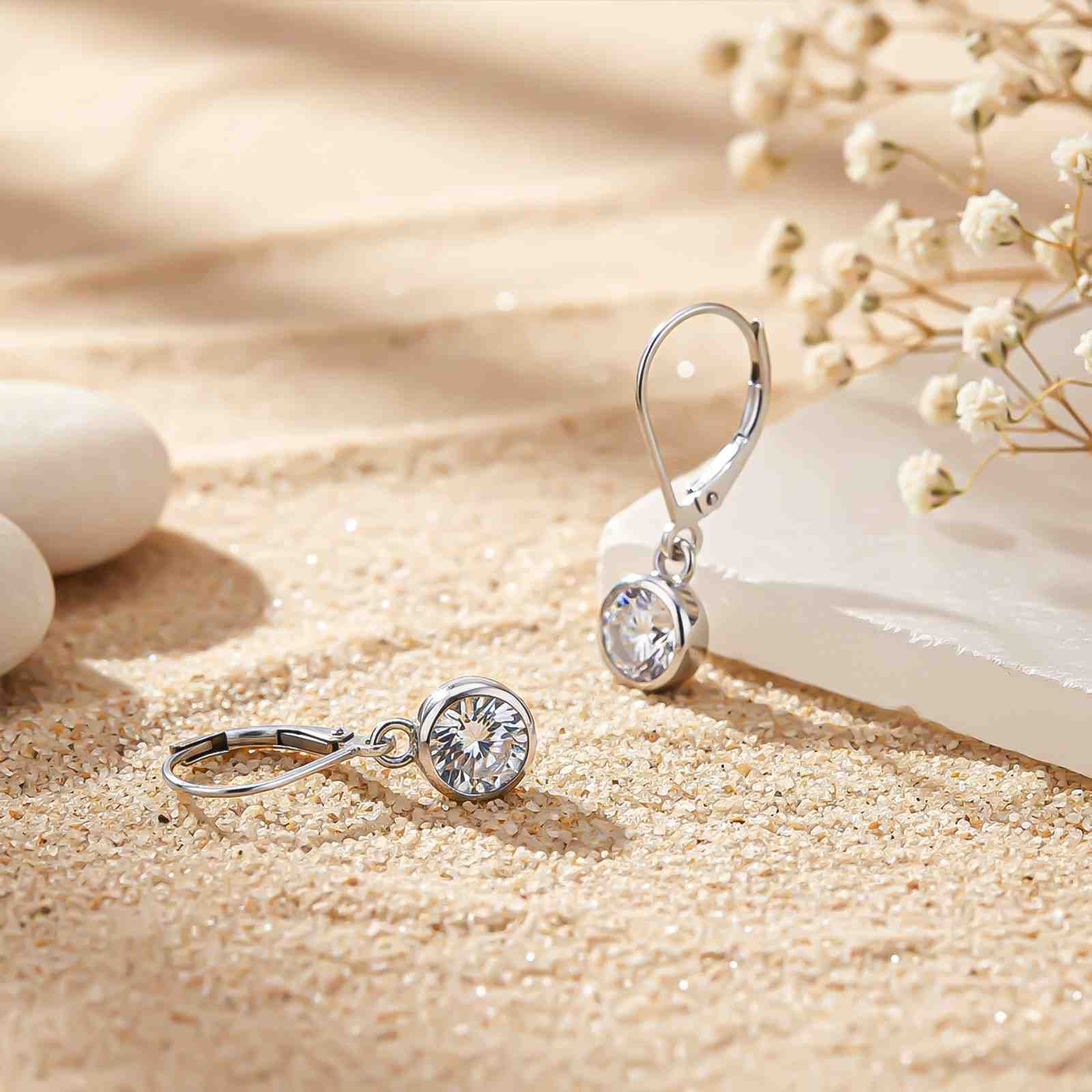 1.50Ct Moissanite Bezel Set Drop Earrings