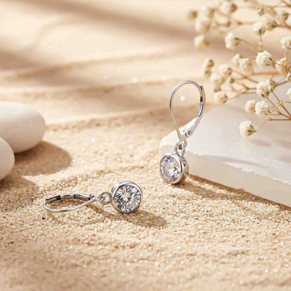 1.50Ct Moissanite Bezel Set Drop Earrings