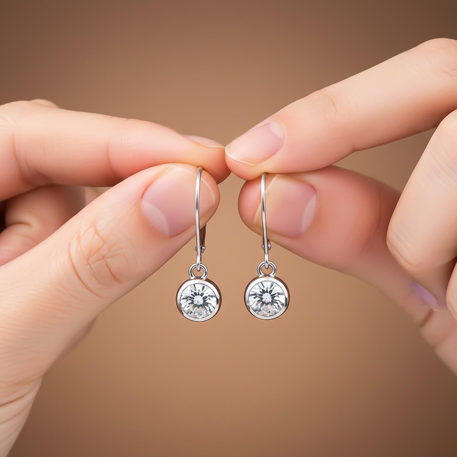 1.50Ct Moissanite Bezel Set Drop Earrings