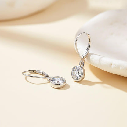 1.50Ct Moissanite Bezel Set Drop Earrings