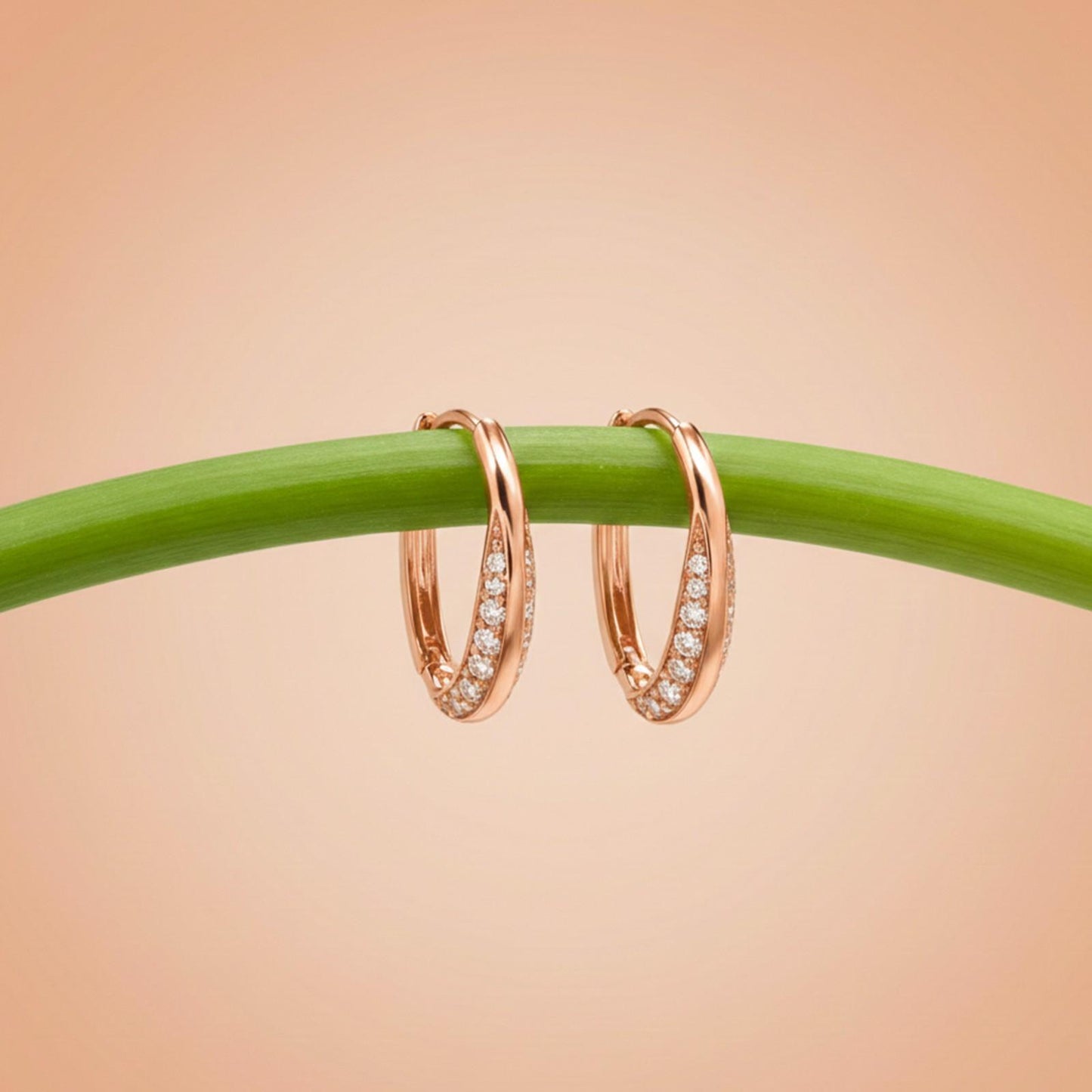 Rose Gold Moissanite Hinged Hoop Earrings