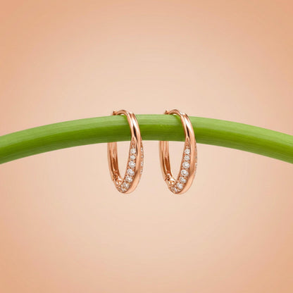 Rose Gold Moissanite Hinged Hoop Earrings