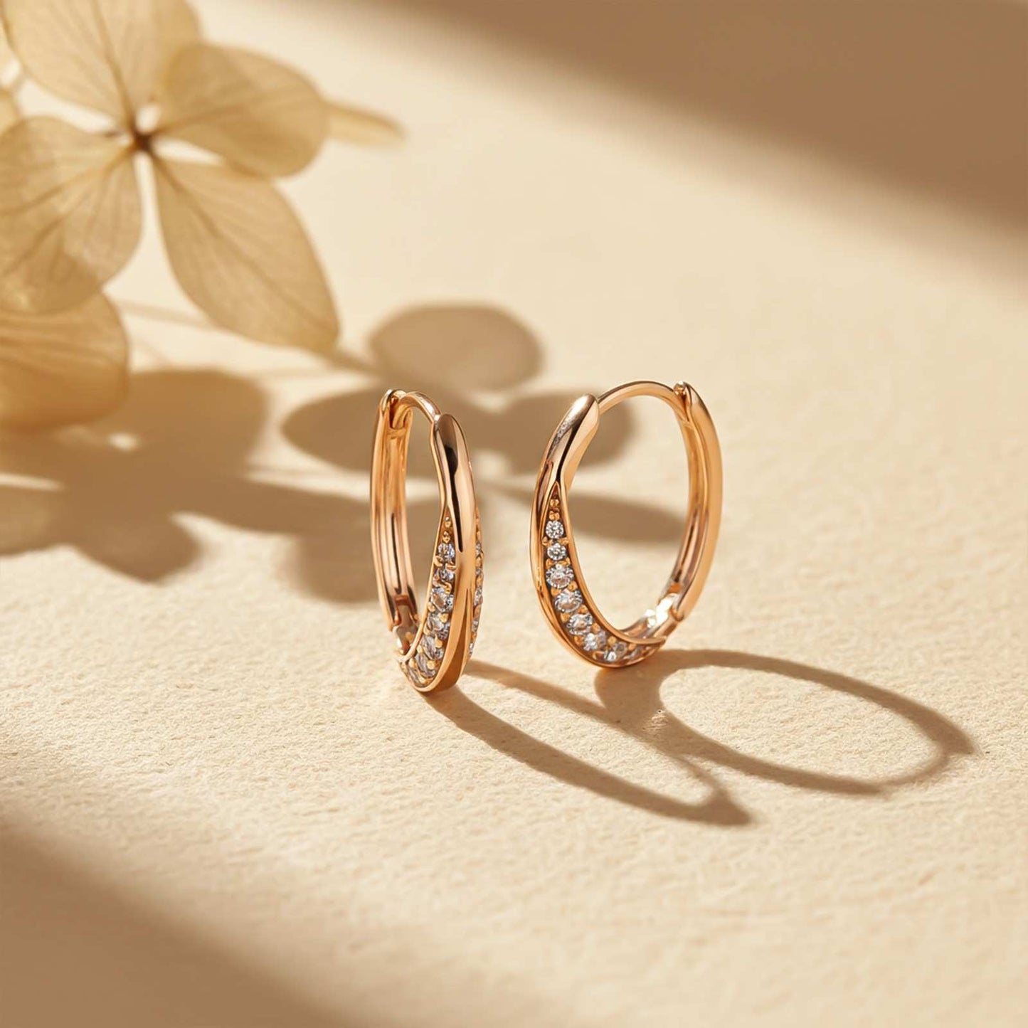 Rose Gold Moissanite Hinged Hoop Earrings