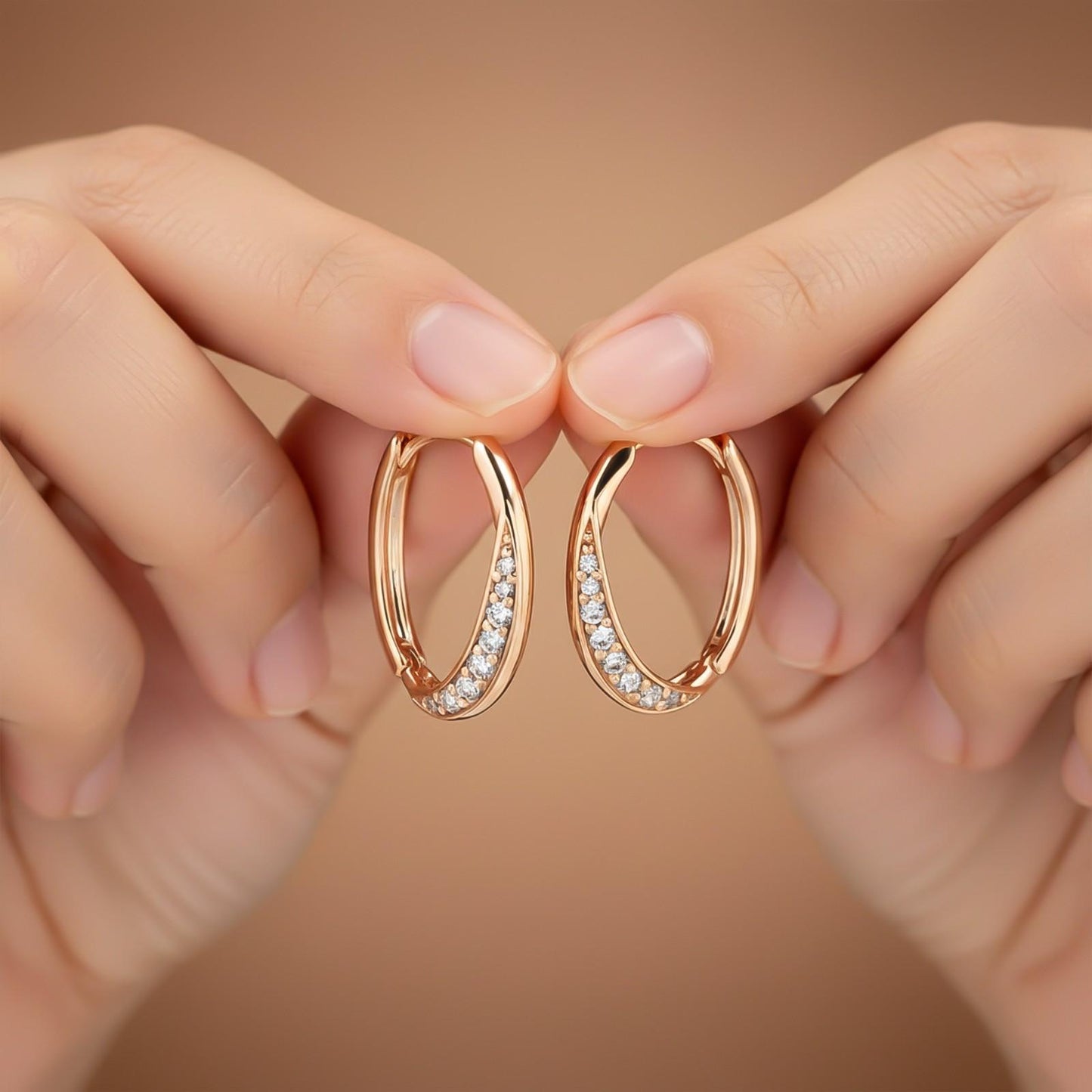 Rose Gold Moissanite Hinged Hoop Earrings