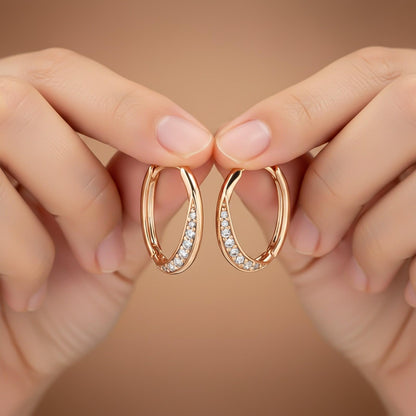 Rose Gold Moissanite Hinged Hoop Earrings