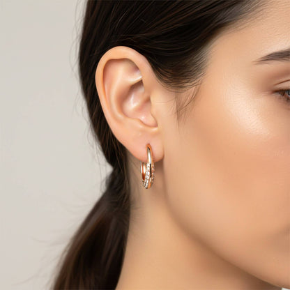 Rose Gold Moissanite Hinged Hoop Earrings